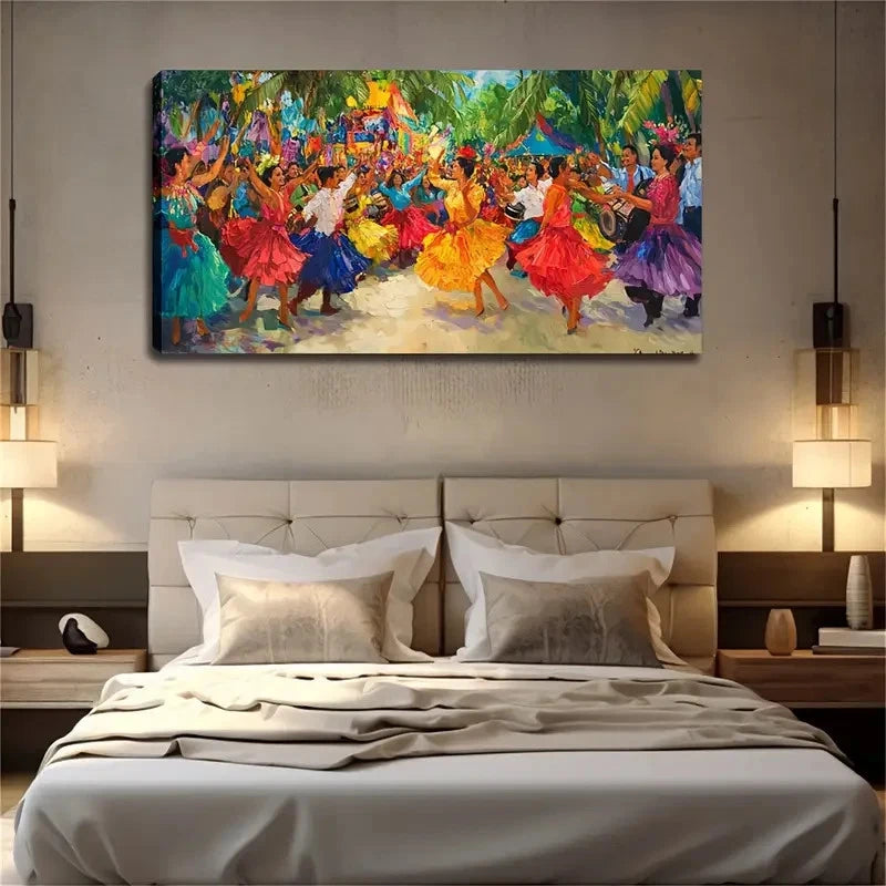 A Group Of People In Bright Wall Art Canvas Office Home Room Framed 120x60cm