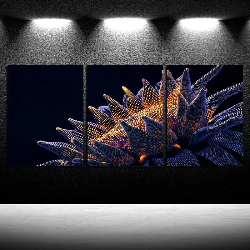 3pcs Vibrant Beautiful Sunflowers Illustration Metal Print Ready to Hang Art - Bella Home Decor