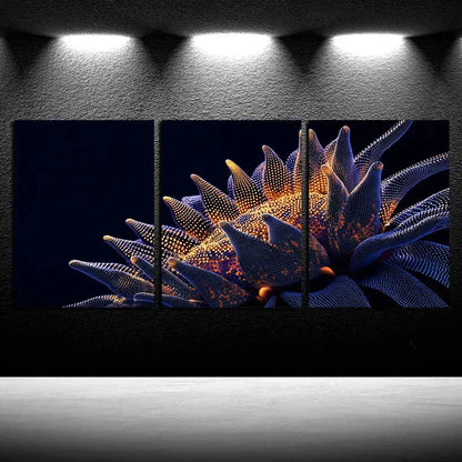 3pcs Vibrant Beautiful Sunflowers Illustration Metal Print Ready to Hang Art - Bella Home Decor
