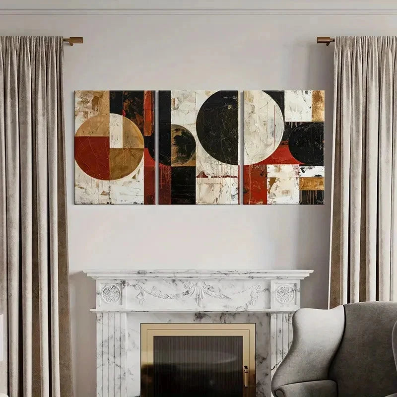 3pcs Abstract Art Geometric Design Metal Print Ready to Hang Art