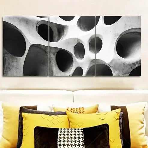 3pcs Organic Shaped Holes Abstract Wall Art Set Canvas Unframed - High Quality Print 100% Australian Made Wall Canvas