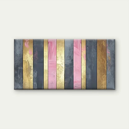 Pink Golden Striped Abstract Wall Art Canvas Office Home Room Framed 120x60cm