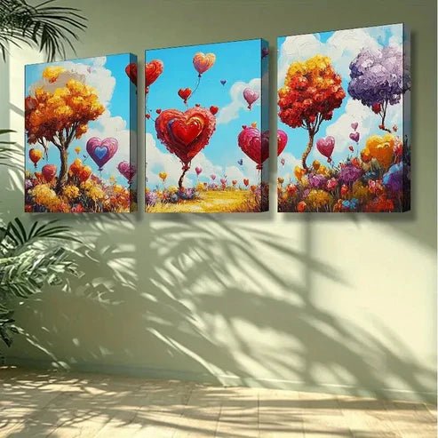 3pcs Trees and Flowers Wall Art Set Canvas Unframed - High Quality Print 100% Australian Made Wall Canvas