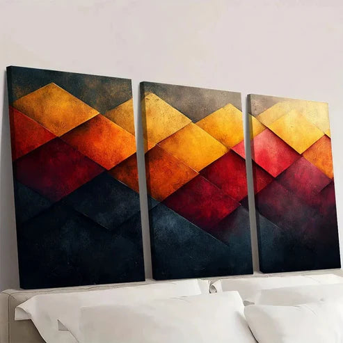 3pcs Modern Abstract Geometric Pattern Wall Art Set Canvas Unframed - High Quality Print 100% Australian Made Wall Canvas