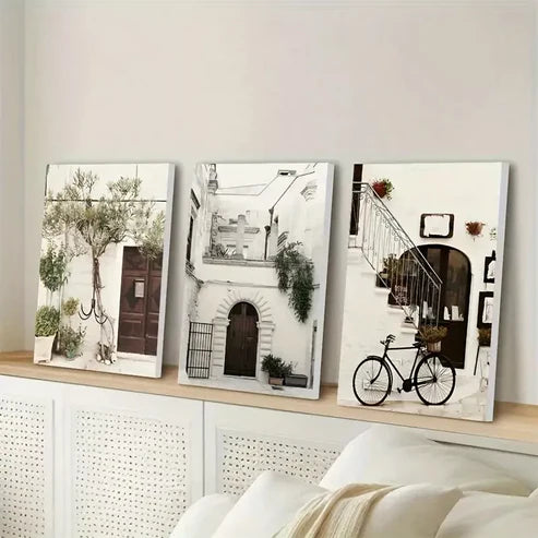 3pcs Italy Cityscape Oil Painting Wall Art Set Canvas Unframed - High Quality Print 100% Australian Made Wall Canvas