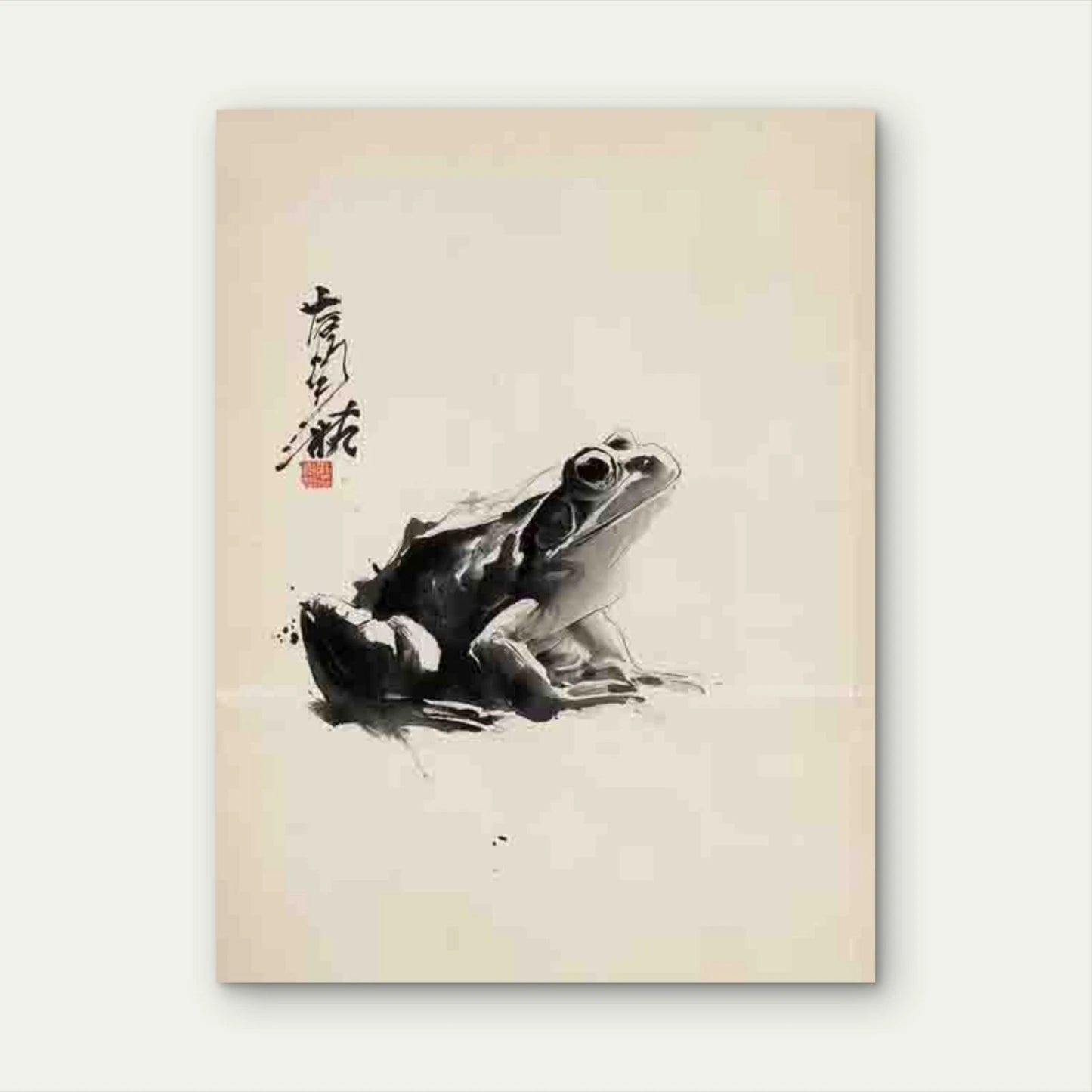 Matsumoto Hoji Frog in Japanese Zen Art Style 60x90cm Metal Print Ready to Hang
