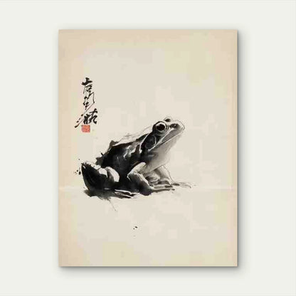 Matsumoto Hoji Frog in Japanese Zen Art Style 60x90cm Metal Print Ready to Hang