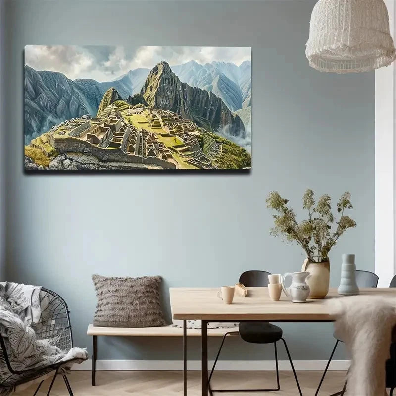 Machu Picchu Ancient City Wall Art Canvas Office Home Room Framed 120x60cm