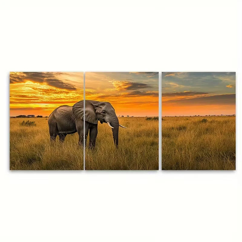 3pcs African Kenya Wildlife Metal Print Ready to Hang Art - Bella Home Decor