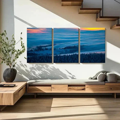 3pcs Serene Forest & Sunset Landscape Wall Art Canvas Unframed - High Quality Print 100% Australian Made Wall Canvas