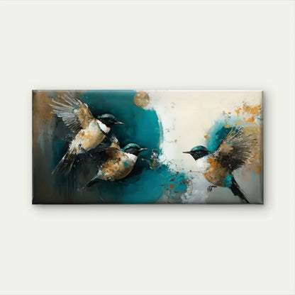 Birds Watercolour Abstarct Wall Art Canvas Office Home Room Framed 120x60cm
