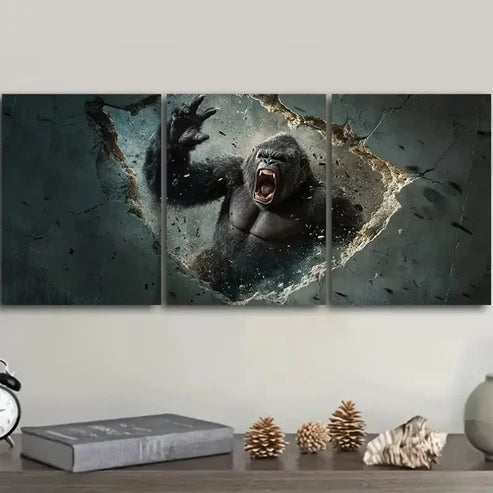 3pcs King Kong  Wall Art Set Canvas Unframed - High Quality Print 100% Australian Made Wall Canvas