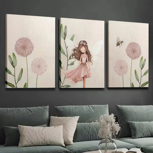 3pcs Pink Dandelion Flowers Wall Art Set Canvas Framed 60x90cm – High Quality Print, 100% Australian Made, Ready to Hang - Bella Home Decor