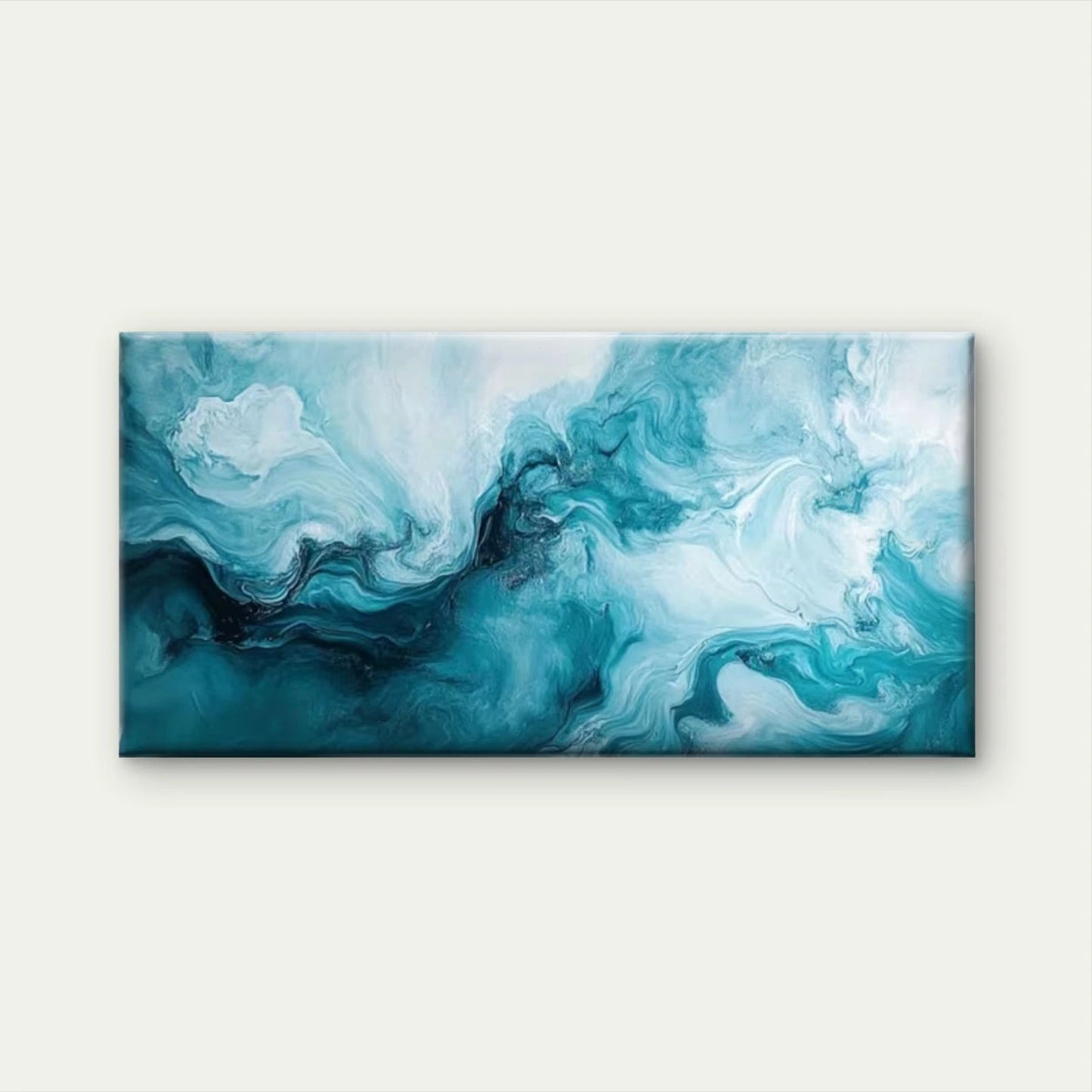 Abstract Ocean Waves Wall Art Canvas Office Home Room Framed 120x60cm