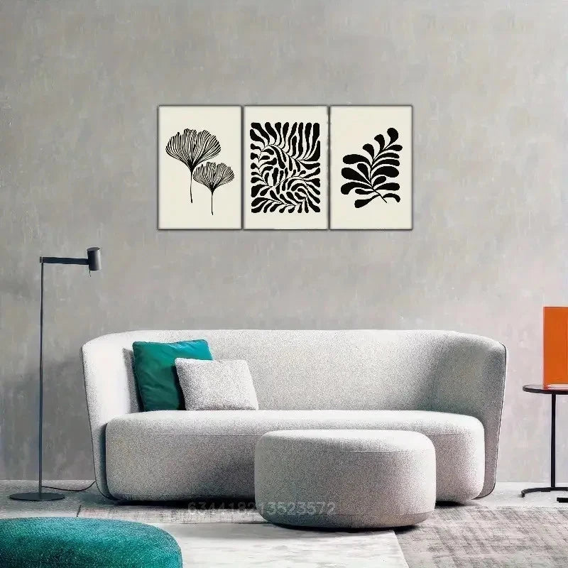 3pcs Black and white art Decor Print Metal Print Ready to Hang Art - Bella Home Decor