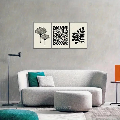 3pcs Black and white art Decor Print Metal Print Ready to Hang Art - Bella Home Decor