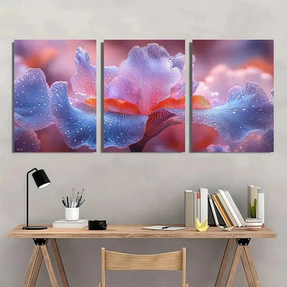 3pcs Blue & Purple Nature Art Decor Metal Print Ready to Hang Art - Bella Home Decor