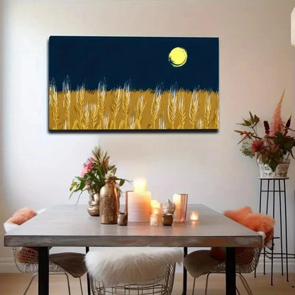 Wheat Field Moon Wall Art Canvas Office Home Room Framed 120x60cm