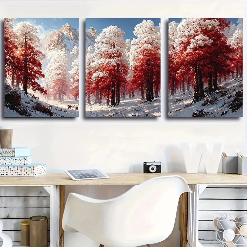 3pcs Sunlight Snow Crystal White Frost Metal Print Ready to Hang Art - Bella Home Decor