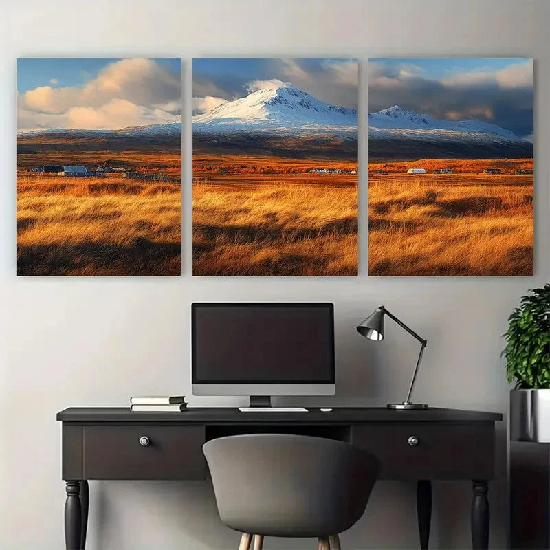 3pcs Vantajokull Iceland Travel Natural & Urban Metal Print Ready to Hang Art - Bella Home Decor