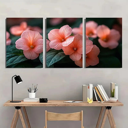 3pcs Impatiens Flower Vibrant Touch-Me-Not Design Metal Print Ready to Hang Art - Bella Home Decor