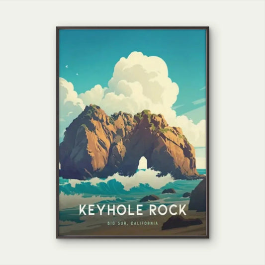 Keyhole Rock California Big Sur Decor Travel Poster Print Wall Art