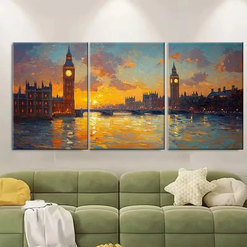 3pcs London Cityscape Metal Print Ready to Hang Art