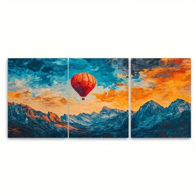 3pcs Denver Colorado Hot Air Balloons Wall Art Set Canvas Framed 40x60cm – High Quality Print 100% Australian Made Wall Canvas Ready to Hang - Bella Home Decor