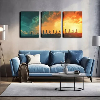 3pcs Human, Walking Human, Fine Wall Art Canvas Unframed - High Quality Print 100% Australian Made Wall Canvas
