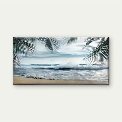 Beach Scene Palm Trees Ocean Wall Art Canvas Office Home Room Framed 120x60cm