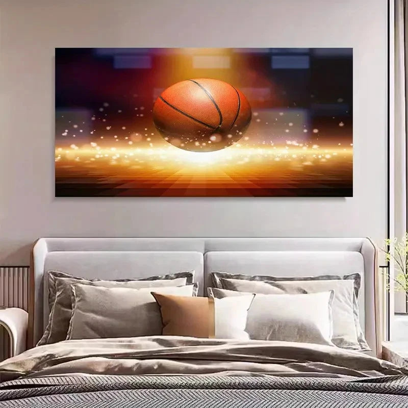 Vibrant Sports Basketball Décor Wall Art Canvas Office Home Room Framed 120x60cm - Bella Home Decor