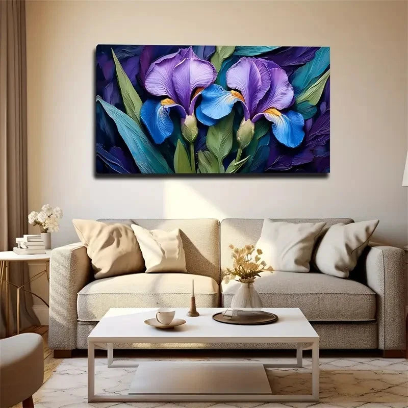 Vibrant Floral Landscape Wall Art Canvas Office Home Room Framed 120x60cm