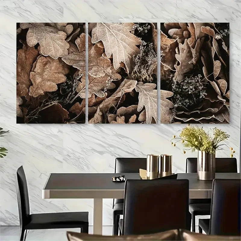 3pcs, Autumn Leaves Able Metal Print Ready to Hang Art