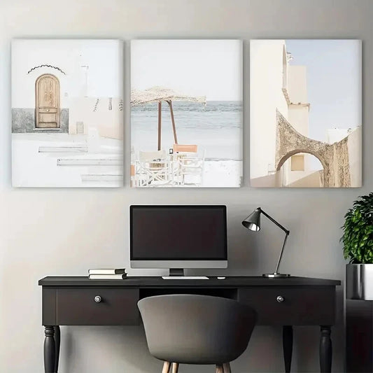 3pcs Modern Minimalist Coastal Metal Print Ready to Hang Art
