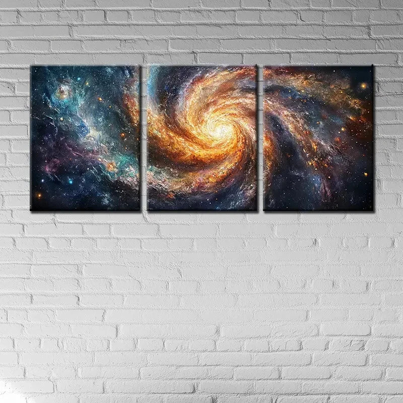 3pcs Space-Themed Galaxy Swirl Metal Print Ready to Hang Art