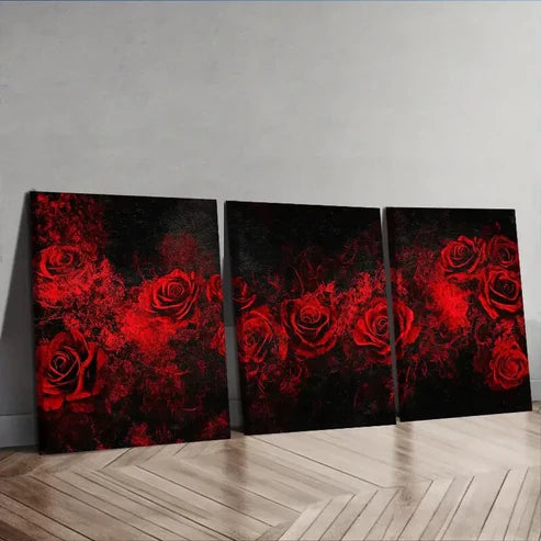 3pcs Featuring Gothic Red Roses Wall Art Canvas Unframed - High Quality Print 100% Australian Made Wall Canvas