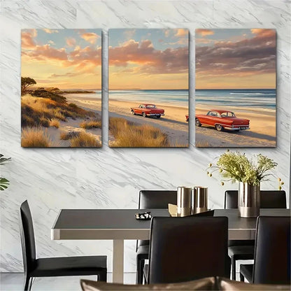 3pcs Adelaide Coastal Travel Poster Australia Wall Art Set Canvas Framed 50x70cm - High Quality Print 100% Australian Made Wall Canvas Ready to Hang - Bella Home Decor