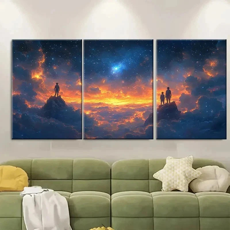 3pcs Brothers Under Starry Sky Fantasy ET  Wall Art Set Canvas Framed 60x90cm - High Quality Print 100% Australian Made Wall Canvas Ready to Hang - Bella Home Decor