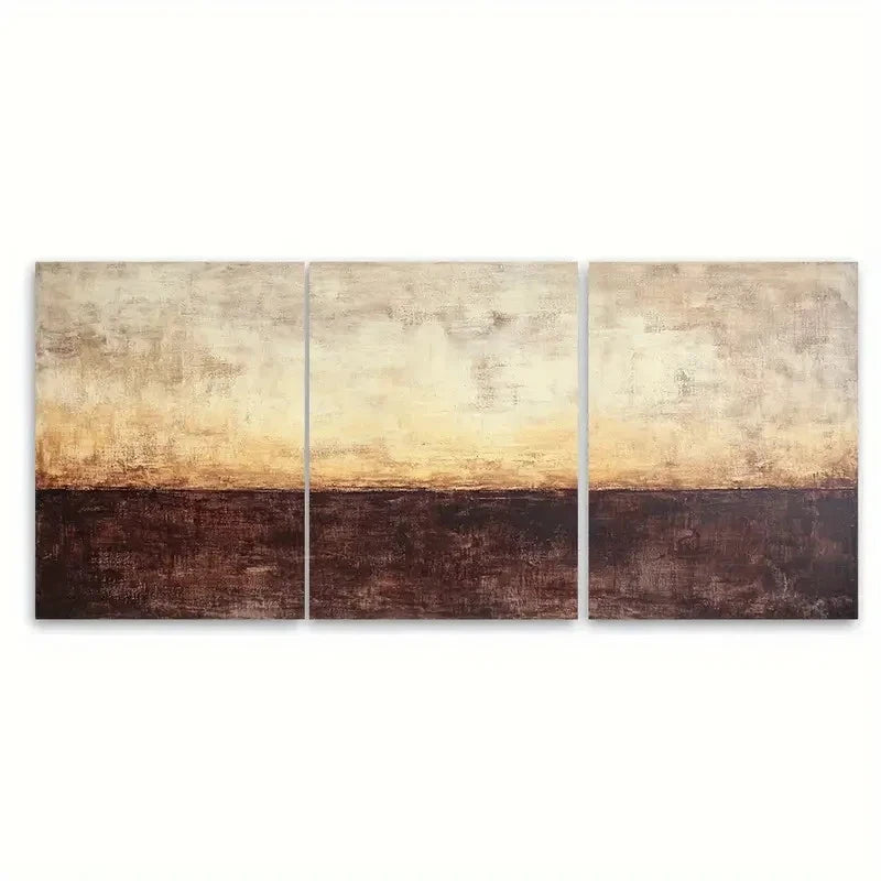 3pcs Modern Abstract Brown Wabi Sabi Minimalist Wall Art Set Canvas Framed 40x60cm - High Quality Print 100% Australian Made Wall Canvas Ready to Hang