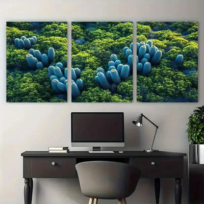 3pcs Minimalist Aerial Cactus Desert Photography Metal Print Ready to Hang Art - Bella Home Decor