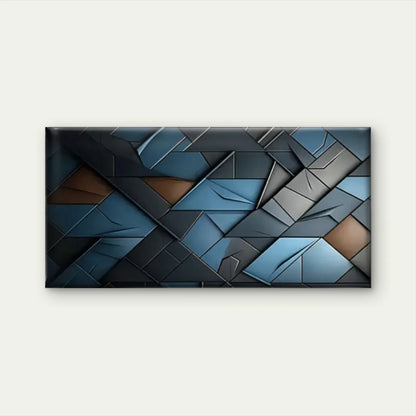 Geometric Design Blue Black Wall Art Canvas Office Home Room Framed 120x60cm