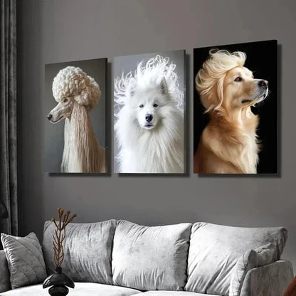 3pcs Elegant Pet Dog Animal Portrait Wall Art Set Canvas Unframed - High Quality Print 100% Australian Made Wall Canvas