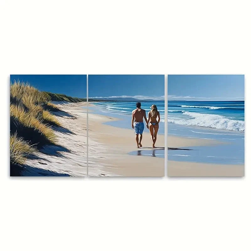 3pcs Four Mile Beach Wall Hanging Wall Art Set Canvas Framed 60x90cm - High Quality Print 100% Australian Made Wall Canvas Ready to Hang - Bella Home Decor