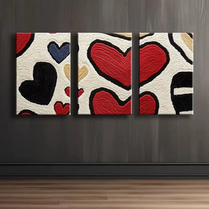 3pcs Red and black love Illustration Wall Art Set Canvas Framed 60x90cm - High Quality Print 100% Australian Made Wall Canvas Ready to Hang