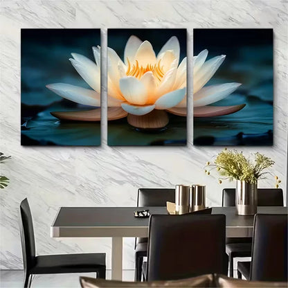 3pcs Serene for Lotus Flower Photography Metal Print Ready to Hang Art