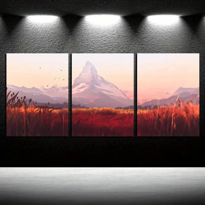 3pcs Snowy Mountain Peak Design Metal Print Ready to Hang Art - Bella Home Decor
