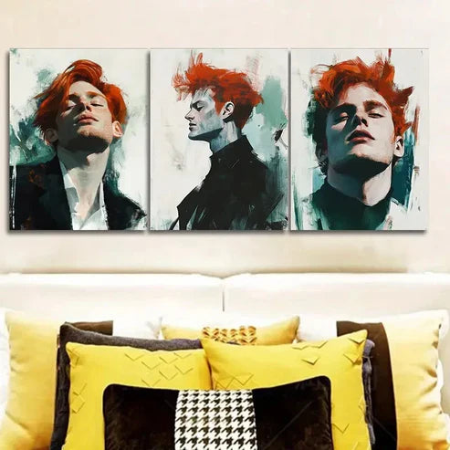 3pcs A Man with Red Hair (10) Wall Art Canvas Unframed - High Quality Print 100% Australian Made Wall Canvas