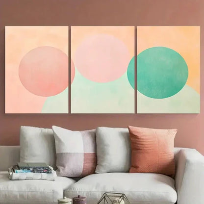 3pcs Peach Mint Green and Pink Zen-Inspired Wall Art Canvas Unframed - High Quality Print 100% Australian Made Wall Canvas