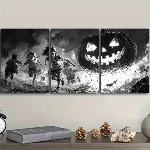 3pcs Giant pumpkins and kids Wall Art Set Canvas Unframed - High Quality Print 100% Australian Made Wall Canvas