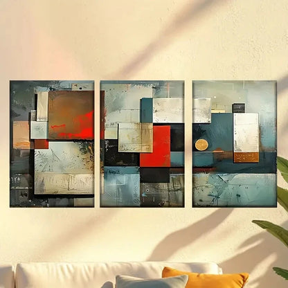3pcs Vibrant Colorful Geometric Designs Wall Art Set Canvas Framed 60x90cm - High Quality Print 100% Australian Made Wall Canvas Ready to Hang